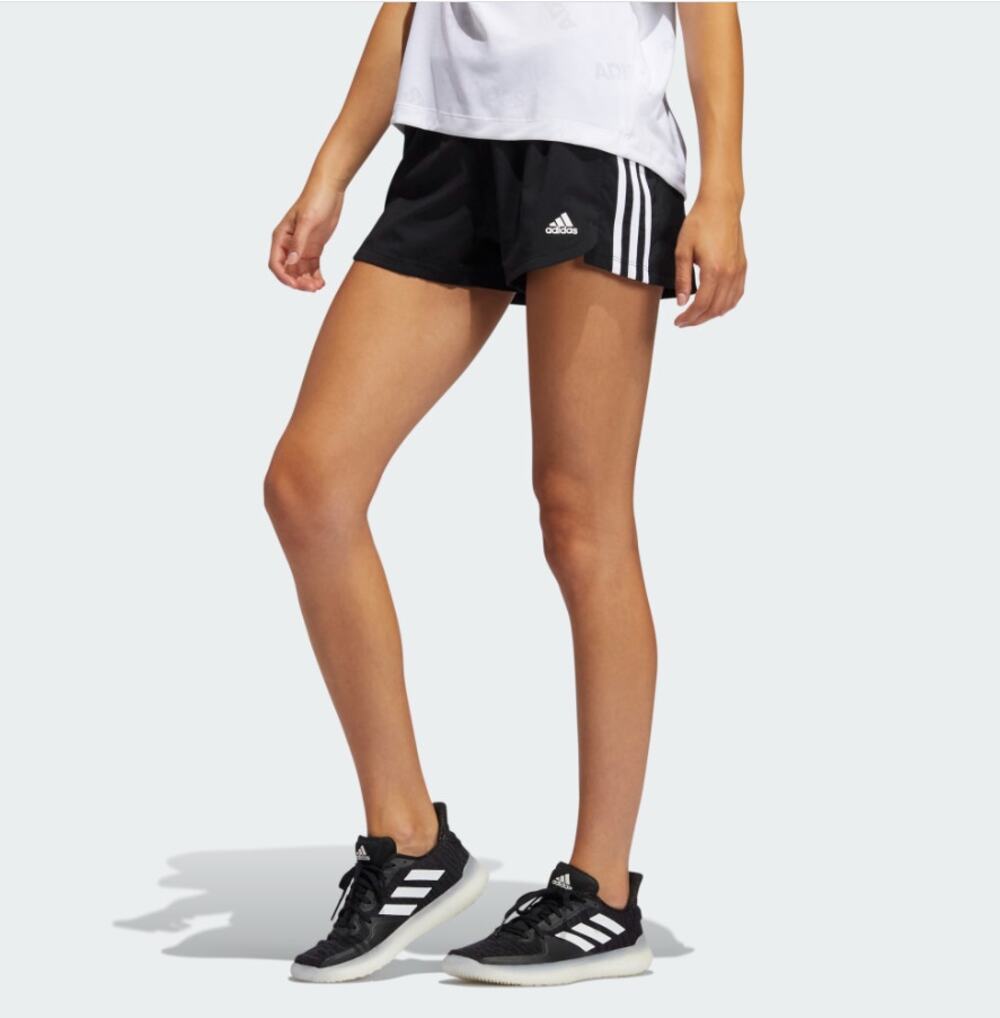 ADIDAS Women's Pacer 3 Stripes Woven Training Shorts XL Black White NWT